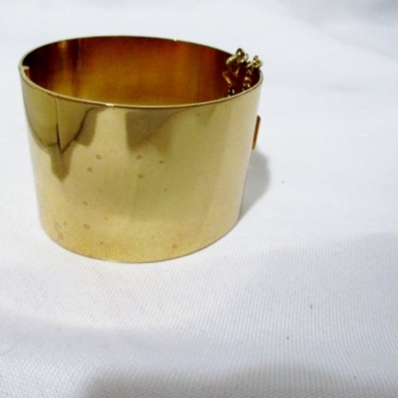 CELINE ITALY GOLD MANCHETTE CUFF Hinged BRACELET - Picture 5 of 6